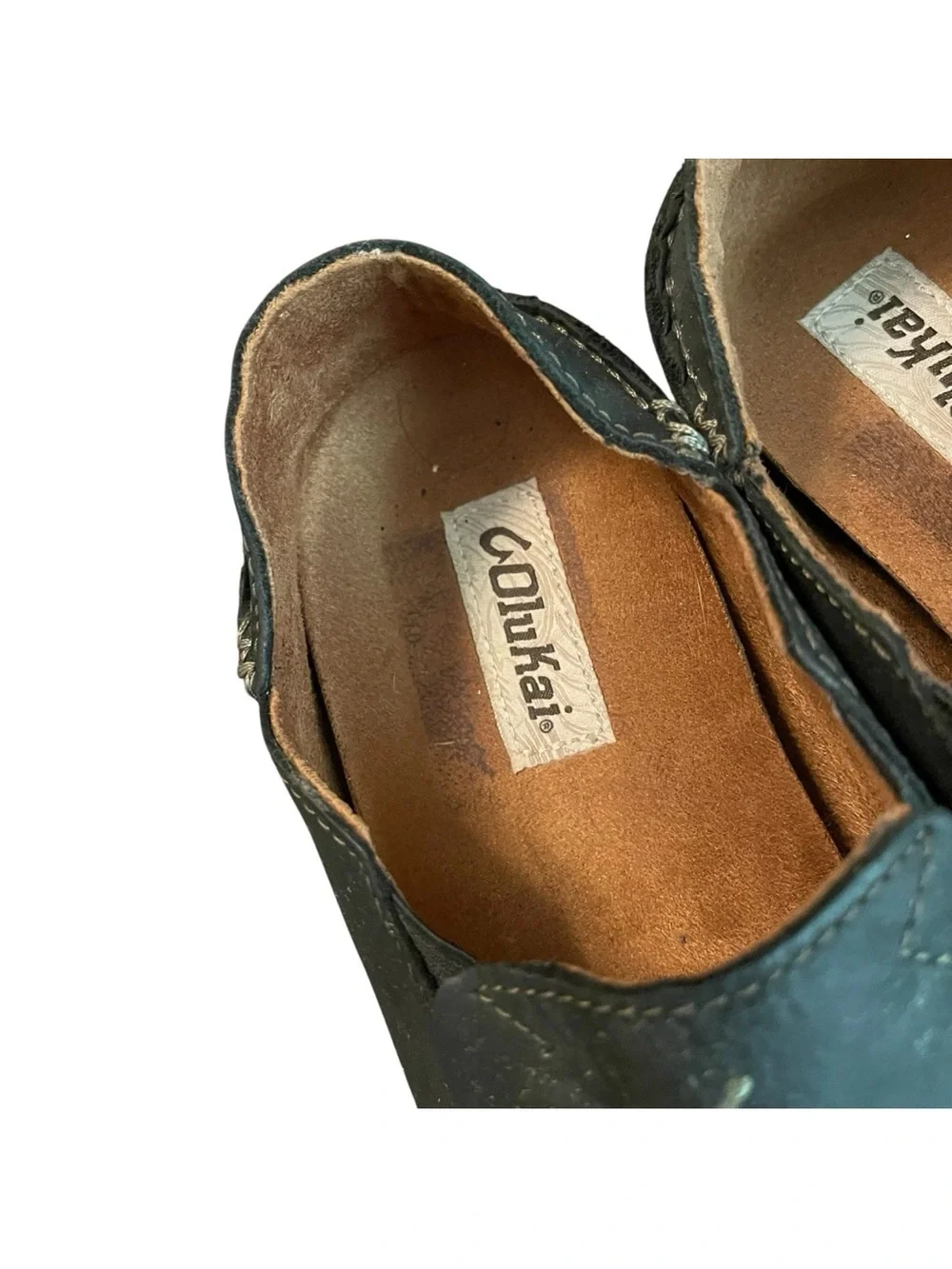 Olukai Moloa Black Nubuck Leather Slip On Loafers Shoes  Men's 9